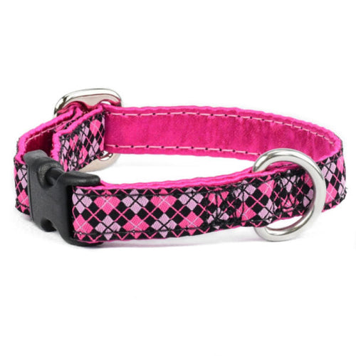 5/8″ Argyle Pink and Black Martingale Dog Collar by 2 Hounds Design