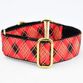 Red Argyle Martingale Dog Collar by 2 Hounds Design