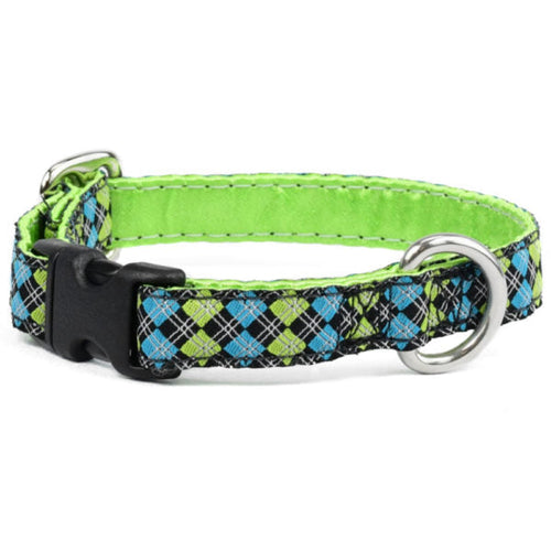 5/8″ Argyle Turquoise and Green Dog Collar by 2 Hounds Design