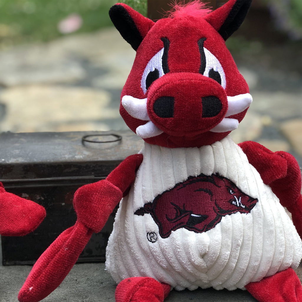 NCAA University of Arkansas, Tusk the Razorback Knottie® Plush Dog Toy by HuggleHounds