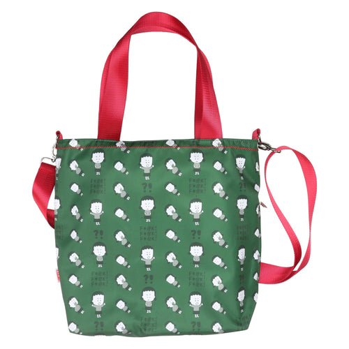 Army Green "Angry Little Girls F@*K F@*K F@*K" Pattern Tote Cross Body | Sling Handbag | 38" x 32" by The Bullish Store