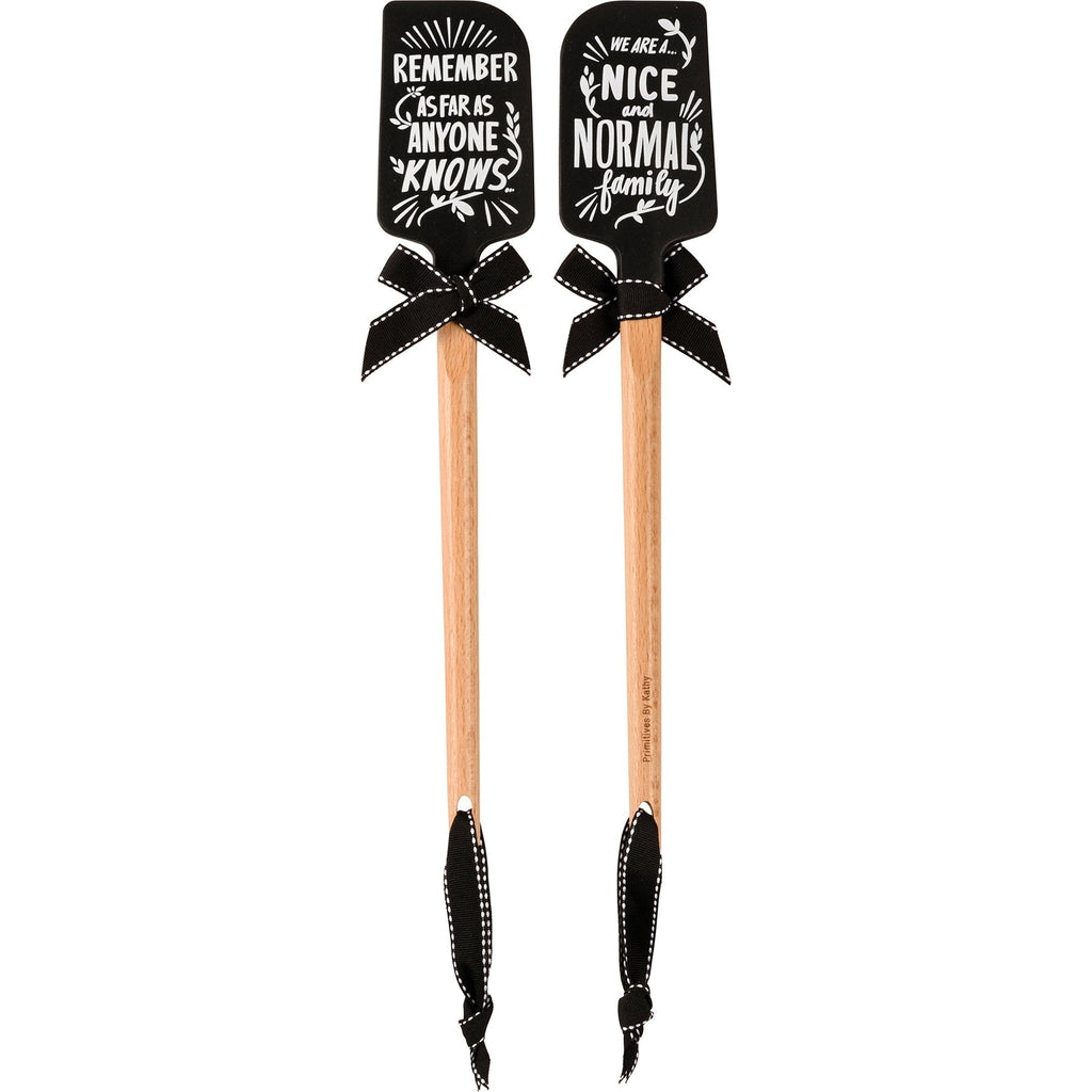 As Far As Anyone Knows We Are A Nice And Normal Family Spatula With A Wooden Handle by The Bullish Store