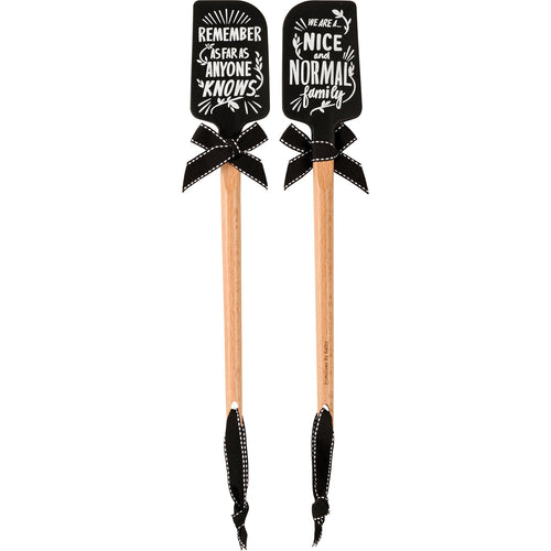 As Far As Anyone Knows We Are A Nice And Normal Family Spatula With A Wooden Handle by The Bullish Store