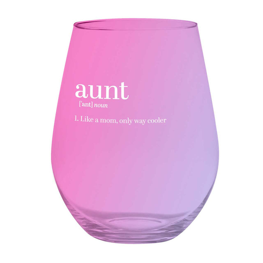 Aunt Jumbo Stemless Wine Glass in Pink | 30 Oz. | Holds an Entire Bottle of Wine by The Bullish Store