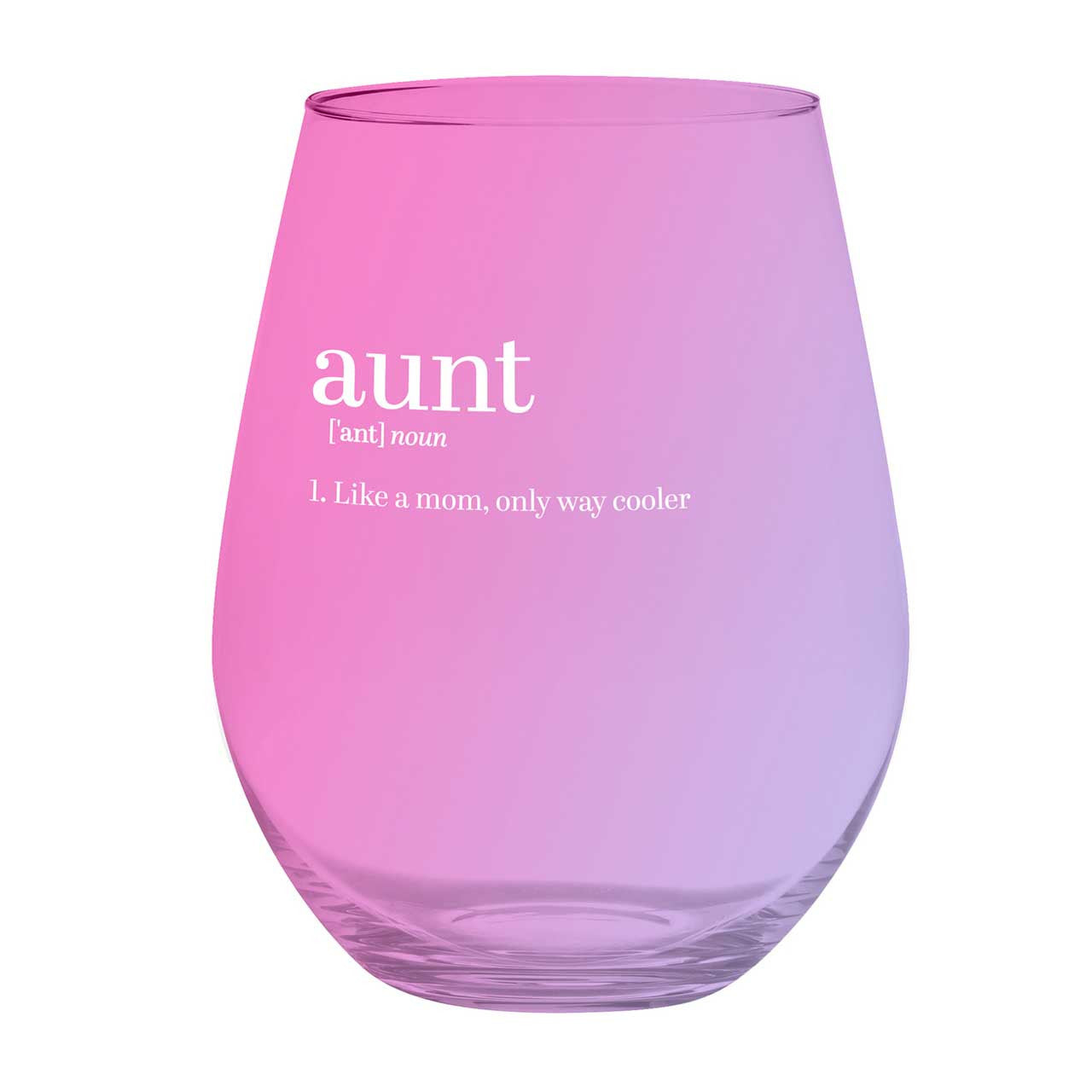 Aunt Jumbo Stemless Wine Glass in Pink | 30 Oz. | Holds an Entire Bottle of Wine by The Bullish Store