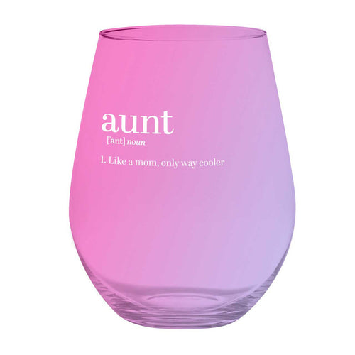 Aunt Jumbo Stemless Wine Glass in Pink | 30 Oz. | Holds an Entire Bottle of Wine by The Bullish Store