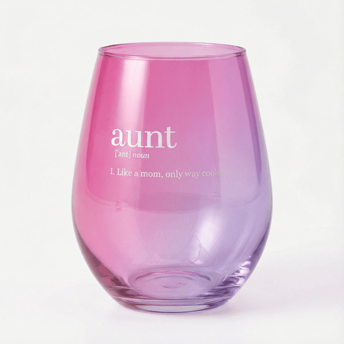 Aunt Jumbo Stemless Wine Glass in Pink | 30 Oz. | Holds an Entire Bottle of Wine by The Bullish Store