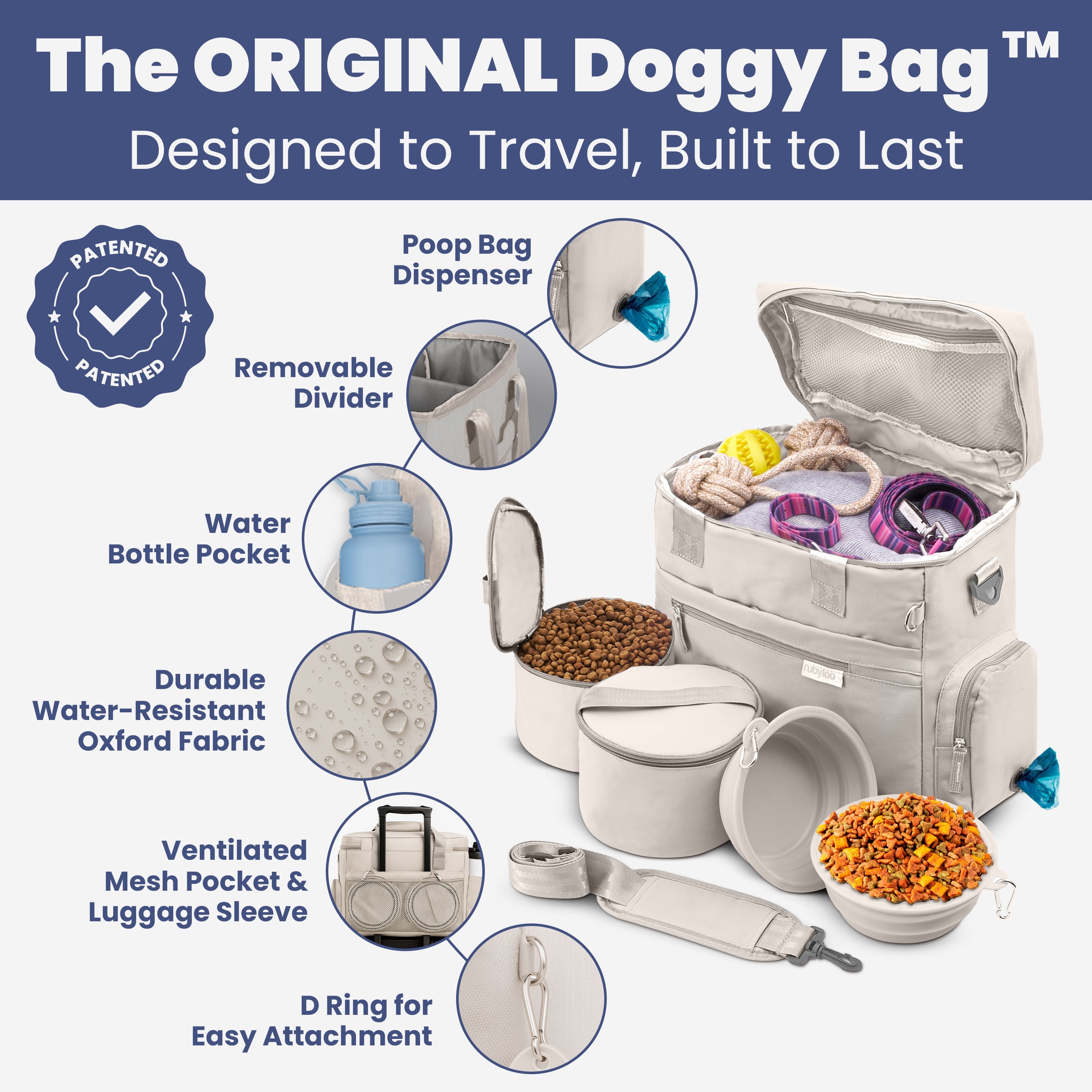 The Original Doggy Bag™ Dog Travel Bag for Supplies by Rubyloo
