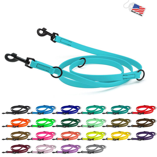Biothane Adjustable Multi-Purpose Dog Leash with Black Hardware, 7FT by Dogline