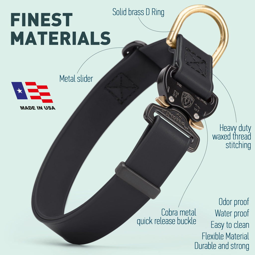 Viper BioThane Dog Collar with Cobra Metal Buckle – Odor Resistant and Waterproof by Dogline