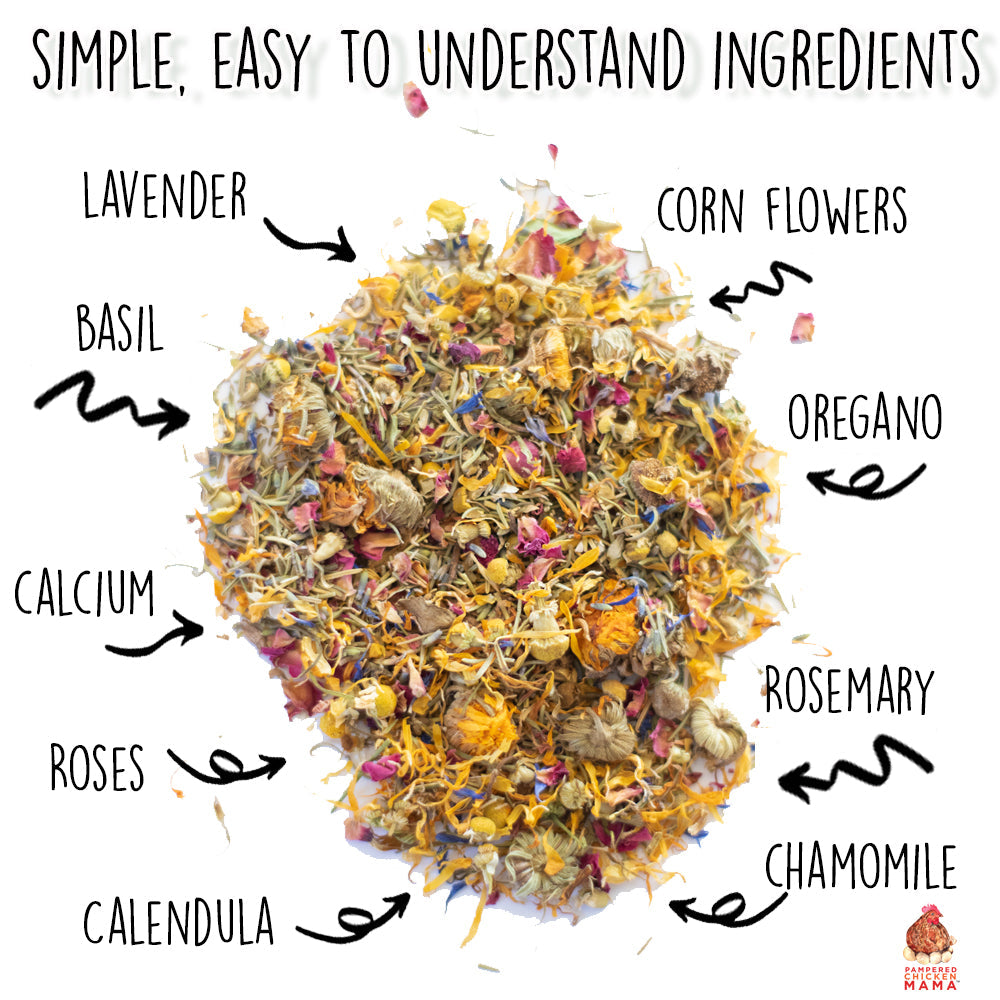 Best Eggs Ever! Nesting Herbs (Chamomile, Roses, Lavender, Cornflowers, & Calendula) For Pet Chickens by Dahlia Pets