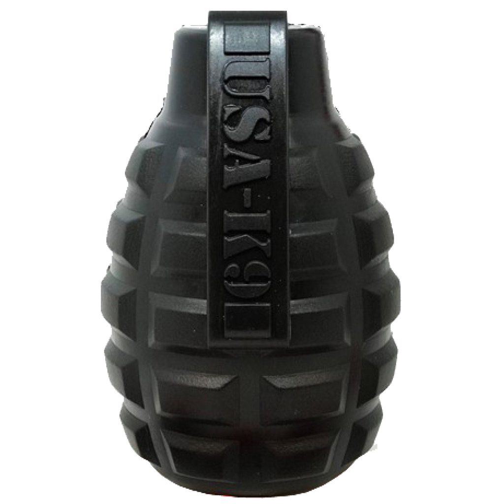 USA-K9 Grenade Shaped eDispenser Durable Dog Chew Toy & Treat Dispenser - Magnum Black by SodaPup/True Dogs, LLC