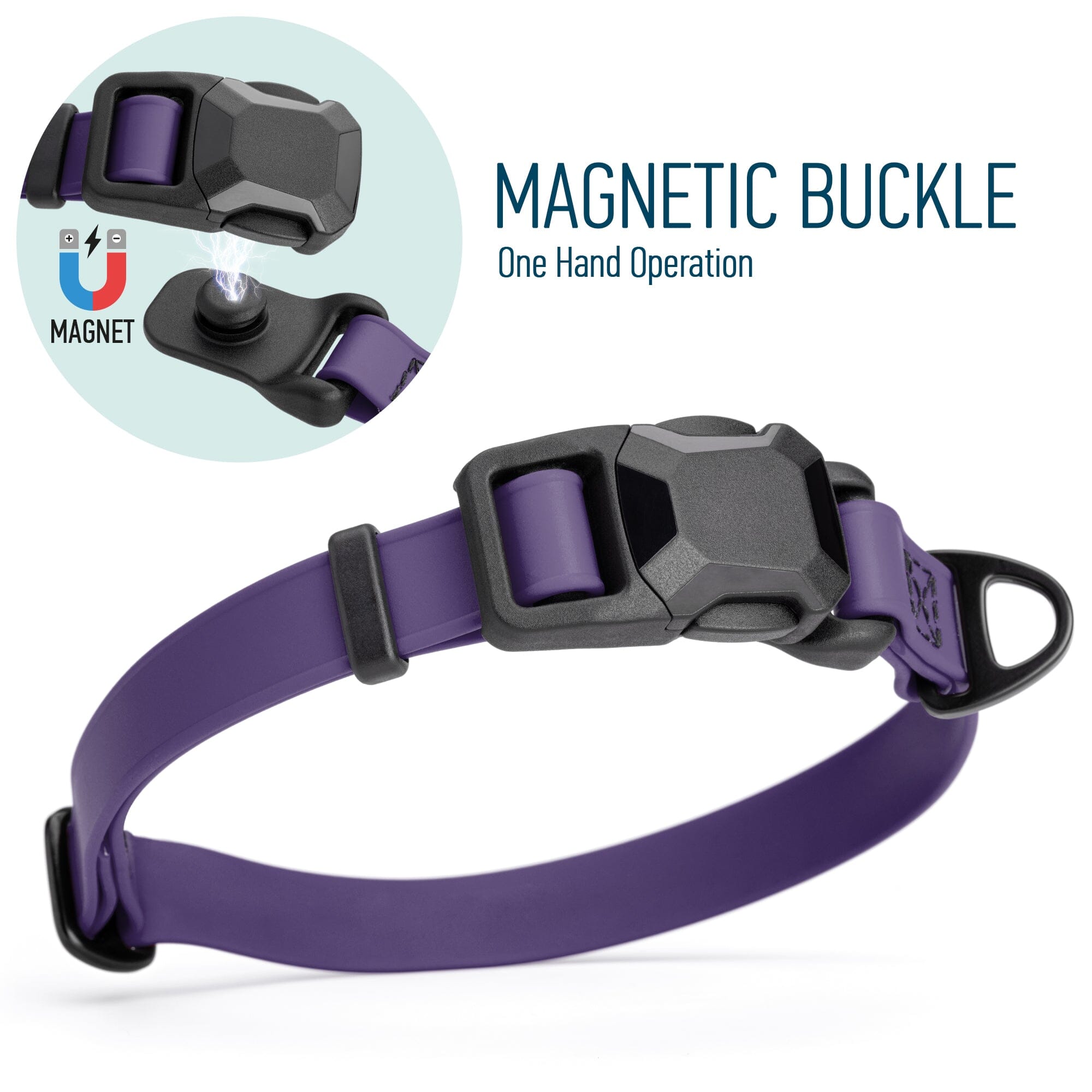 Biothane Waterproof Dog Collar with Magnetic Quick Release Buckle by Dogline