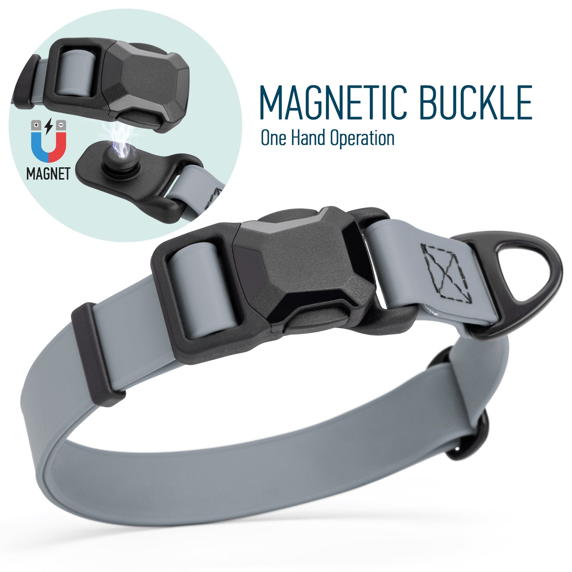 Biothane Waterproof Dog Collar with Magnetic Quick Release Buckle by Dogline