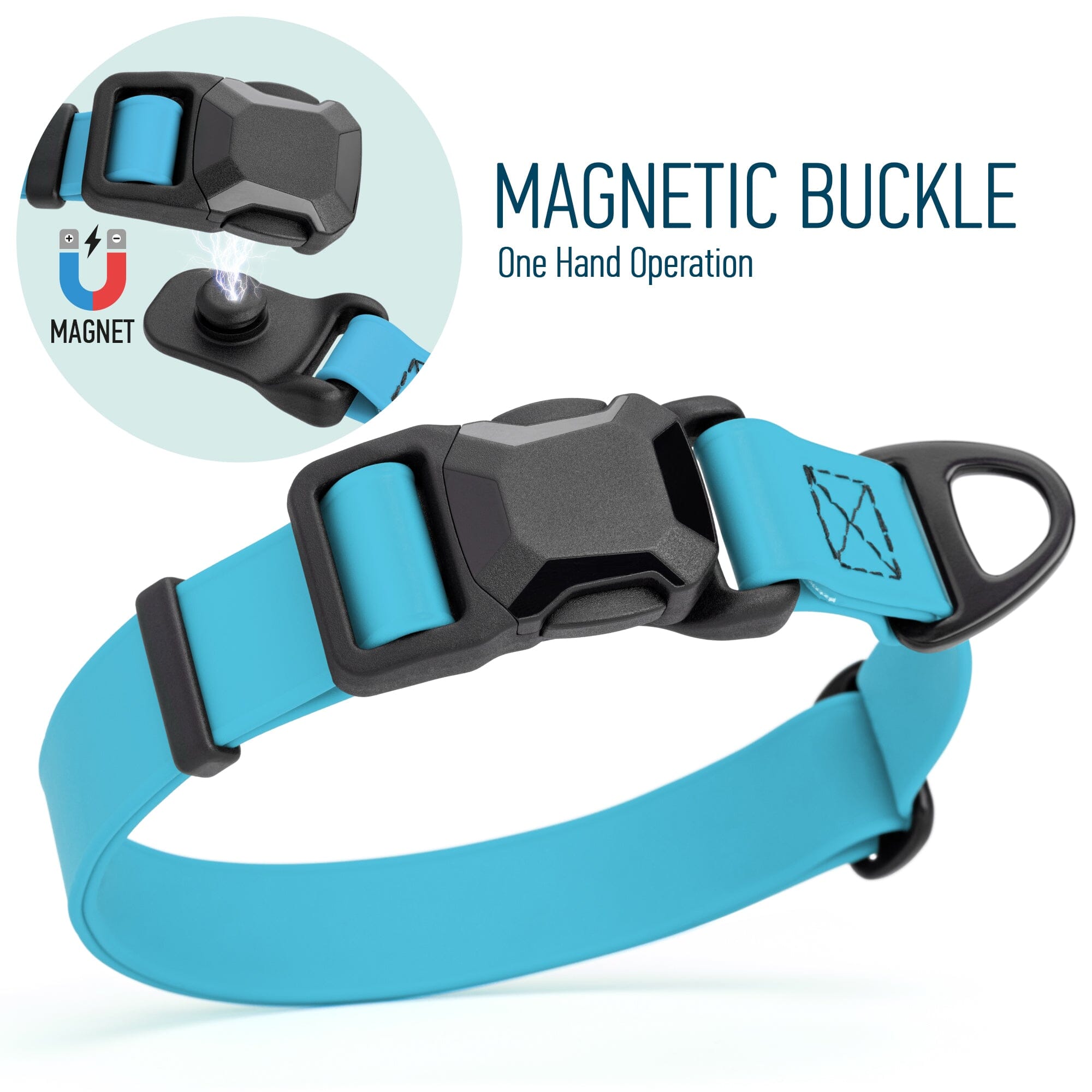 Biothane Waterproof Dog Collar with Magnetic Quick Release Buckle by Dogline