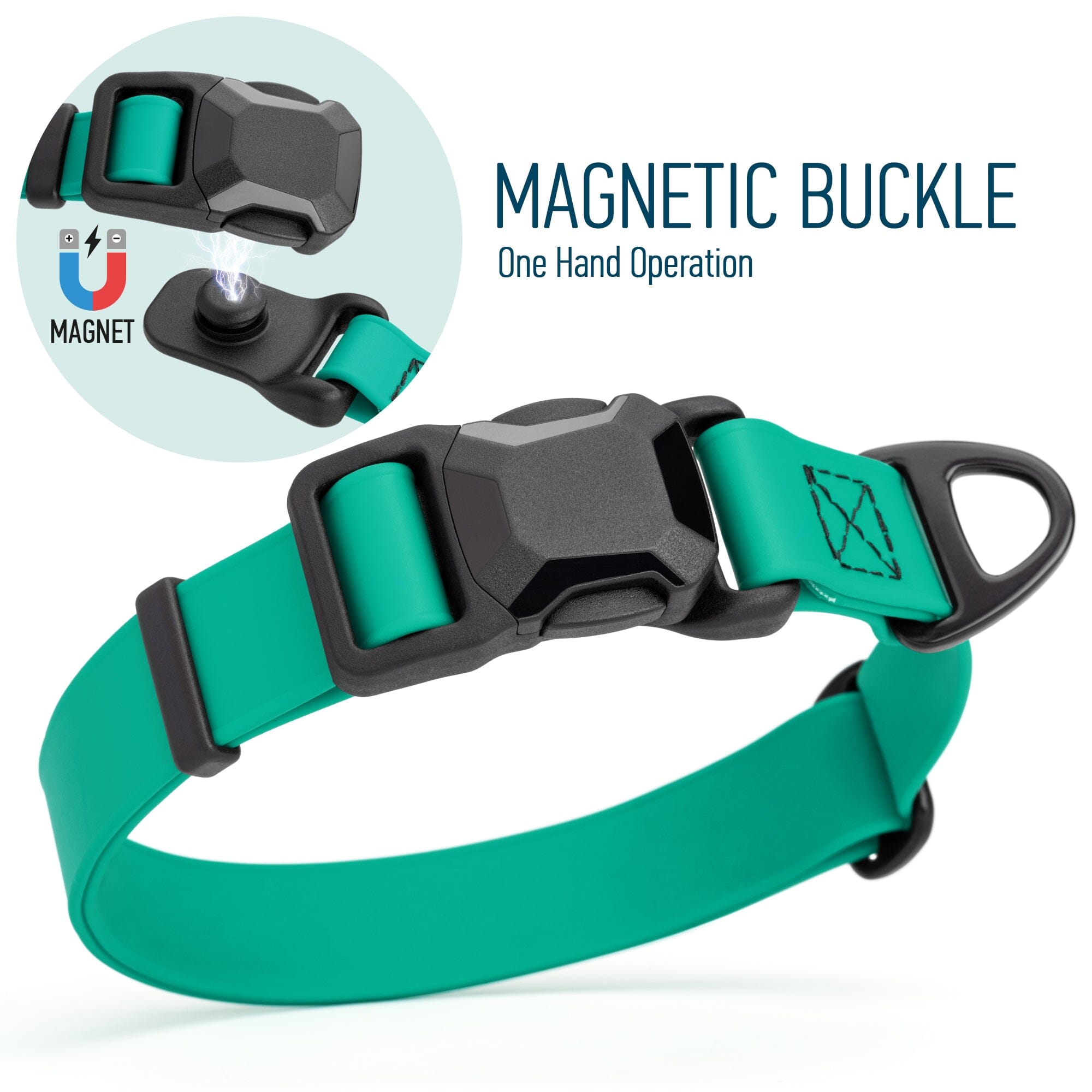 Biothane Waterproof Dog Collar with Magnetic Quick Release Buckle by Dogline