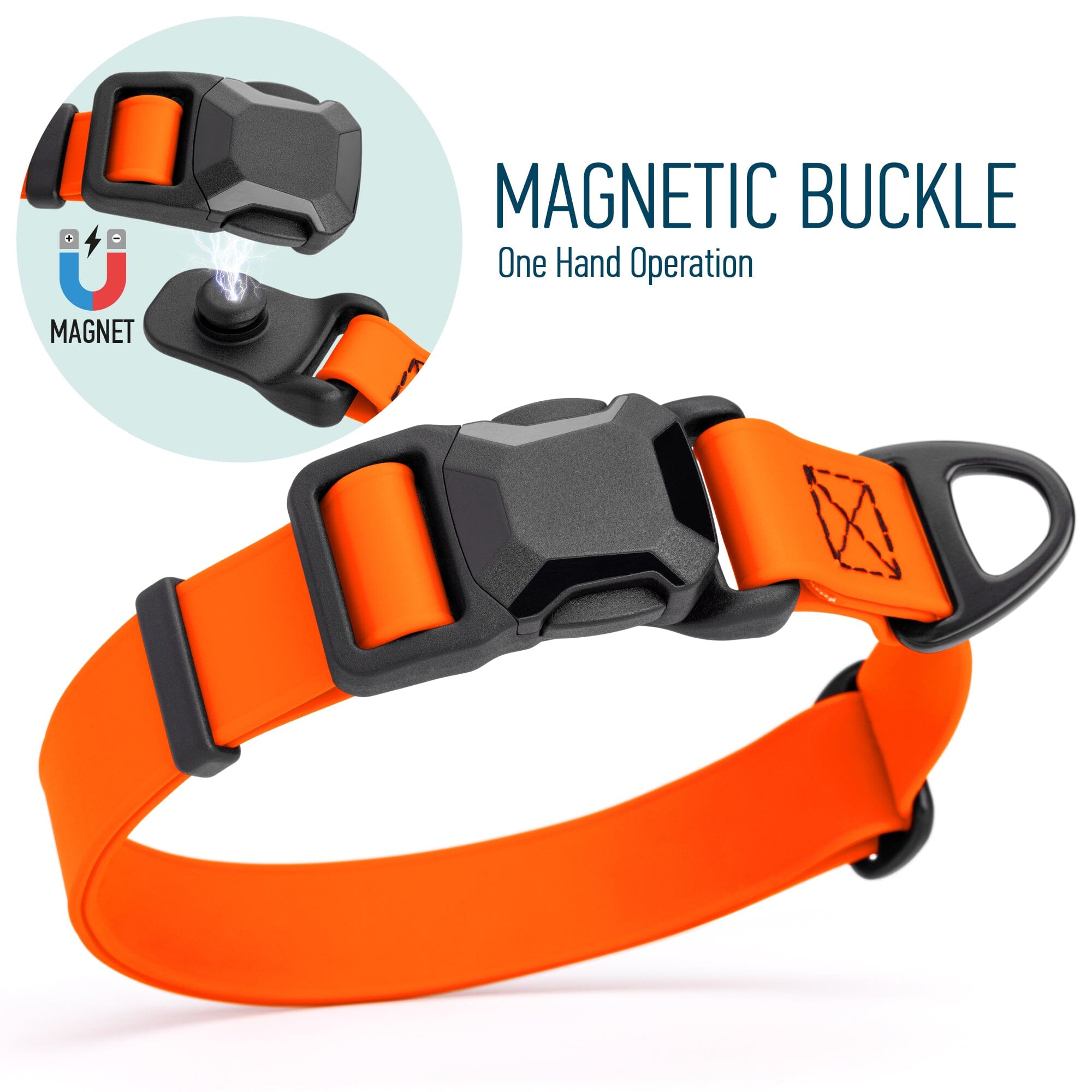 Biothane Waterproof Dog Collar with Magnetic Quick Release Buckle by Dogline
