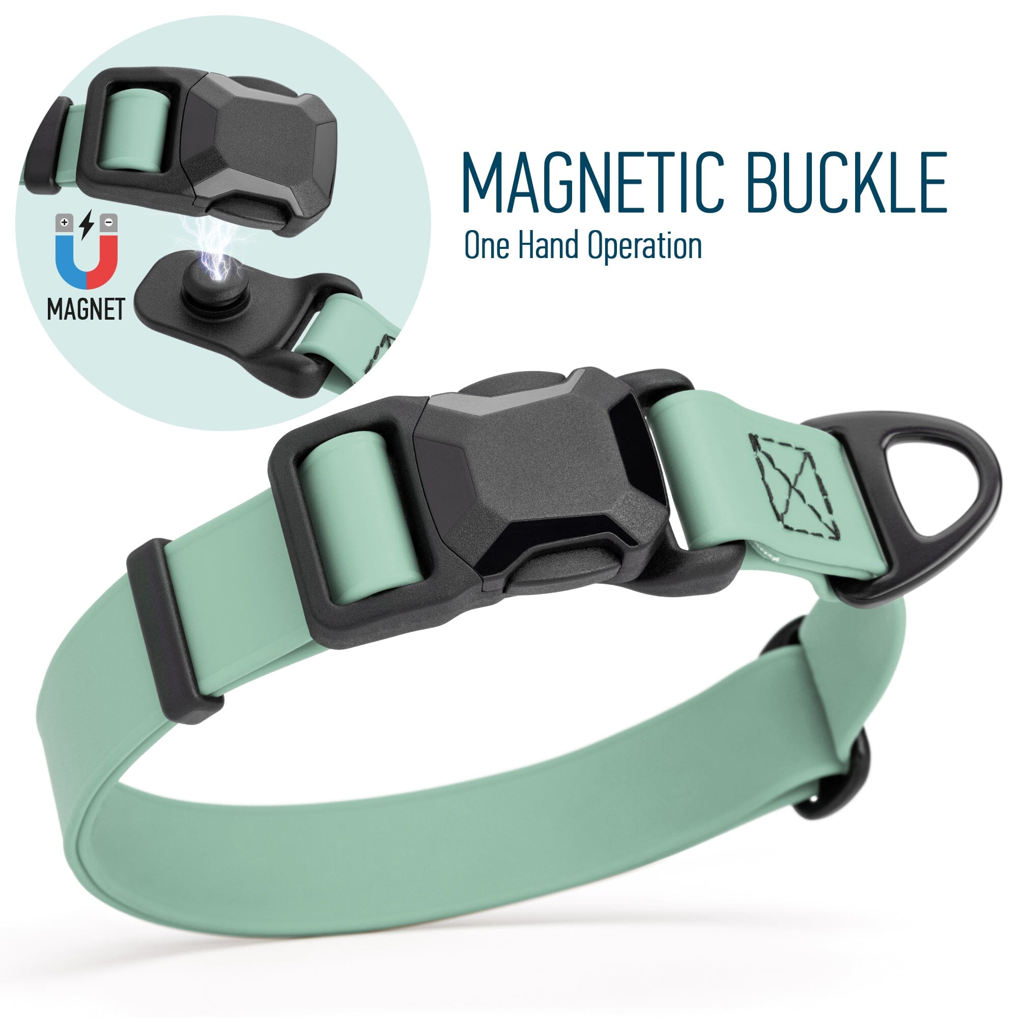 Biothane Waterproof Dog Collar with Magnetic Quick Release Buckle by Dogline