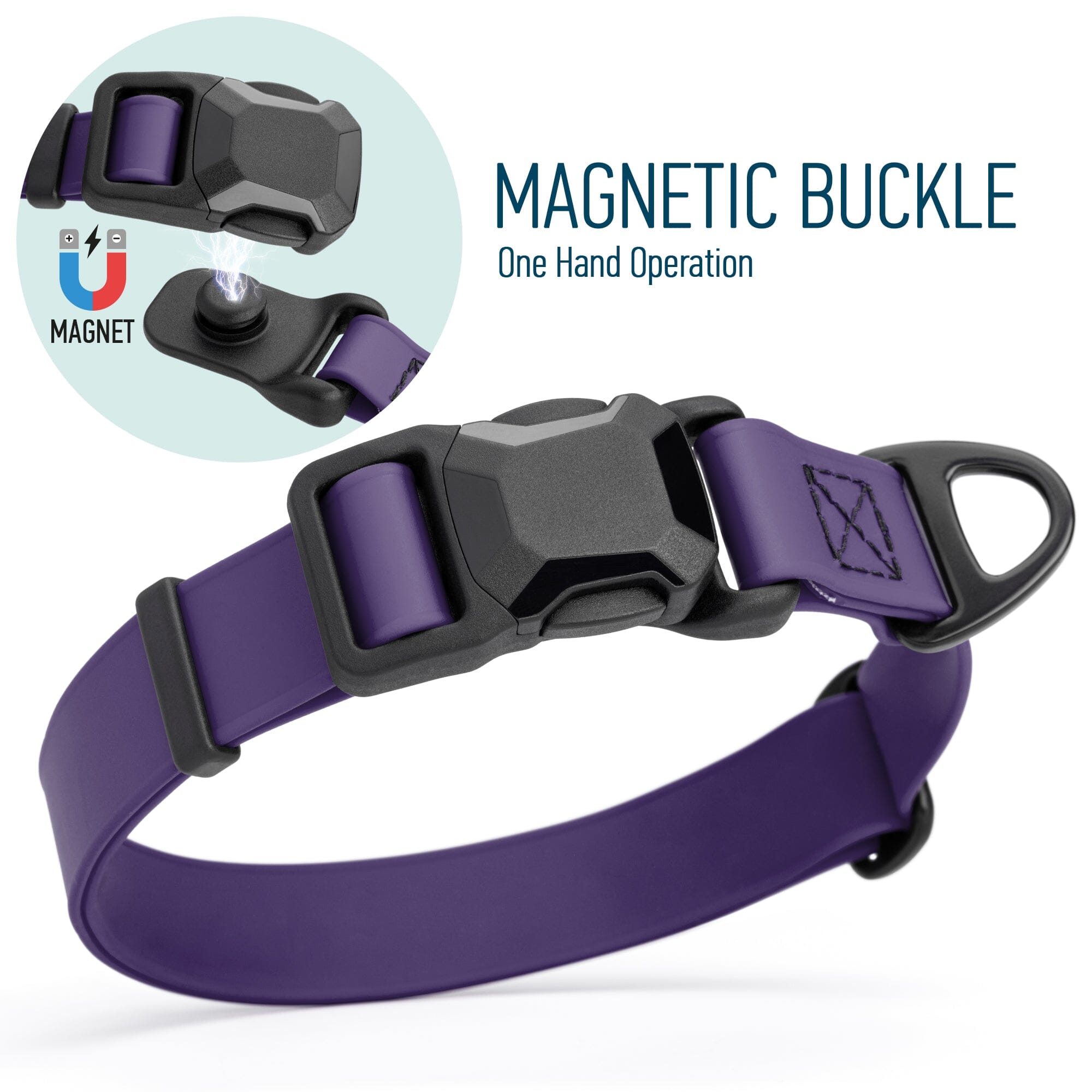 Biothane Waterproof Dog Collar with Magnetic Quick Release Buckle by Dogline