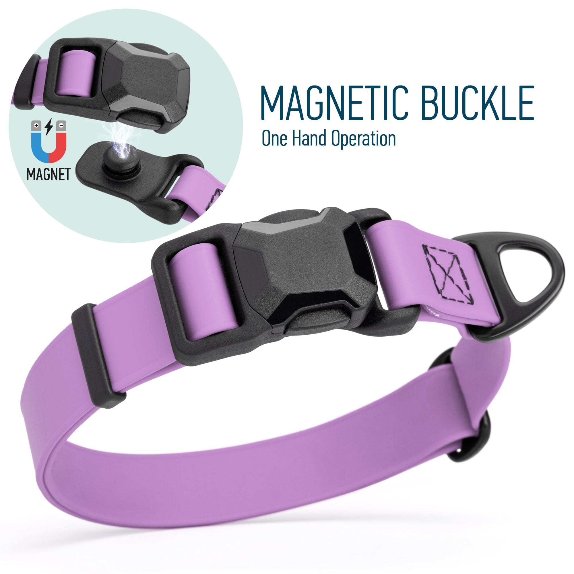 Biothane Waterproof Dog Collar with Magnetic Quick Release Buckle by Dogline