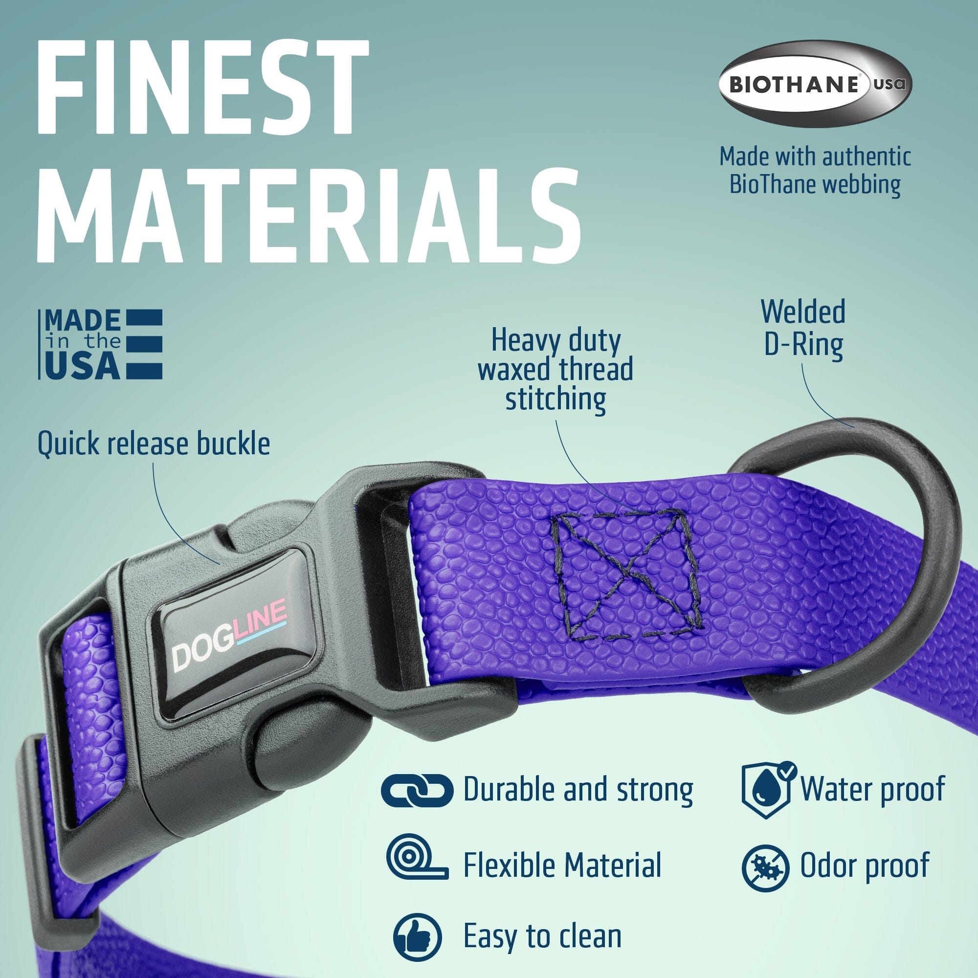 Pebble Emboss Biothane Dog Collar with Quick Release Buckle by Dogline