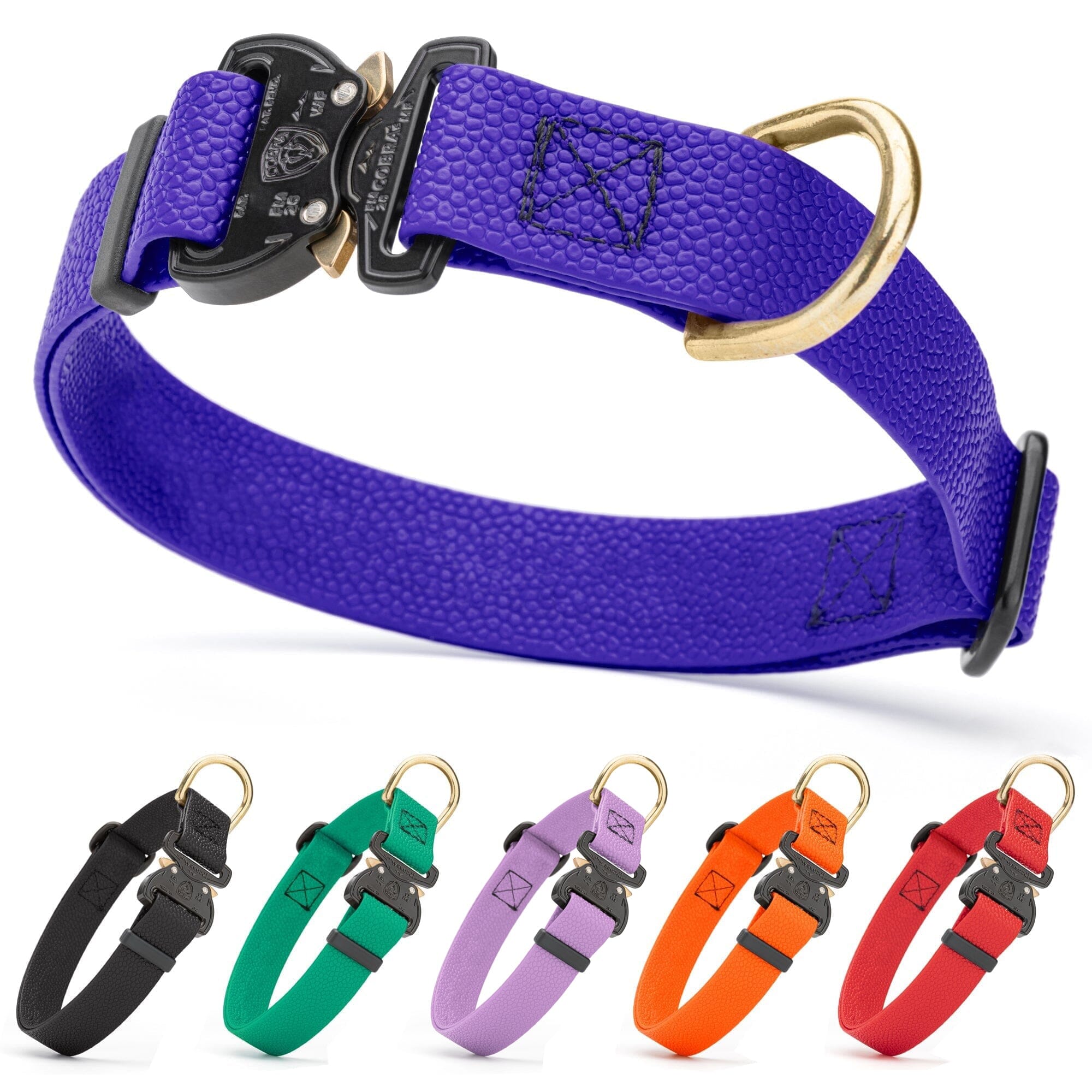 Dogline Pebble Emboss BioThane Dog Collar with Heavy Duty Cobra Buckle by Dogline