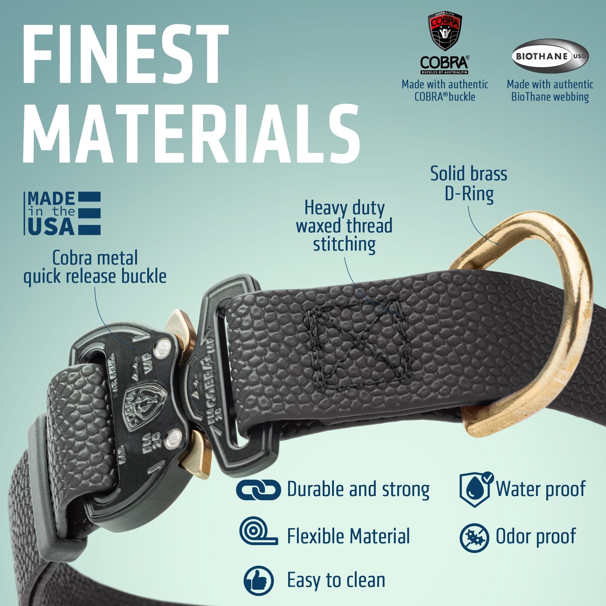 Dogline Pebble Emboss BioThane Dog Collar with Heavy Duty Cobra Buckle by Dogline