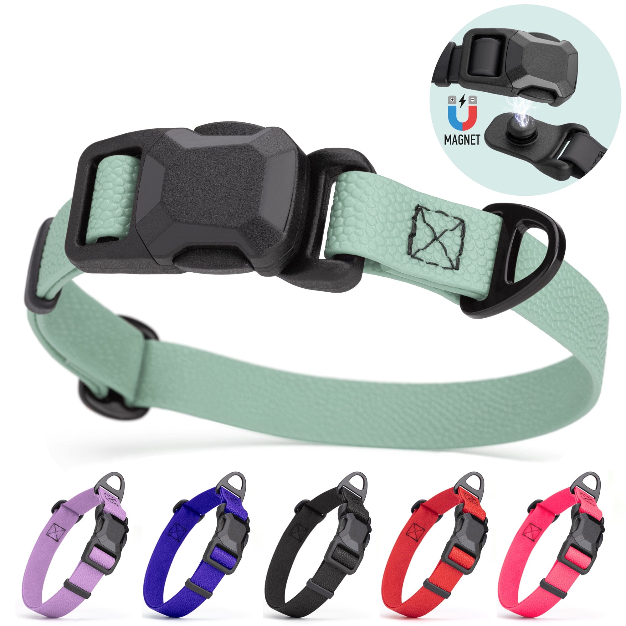 Dogline Pebble Emboss Biothane Dog Collar with Magnetic Buckle by Dogline