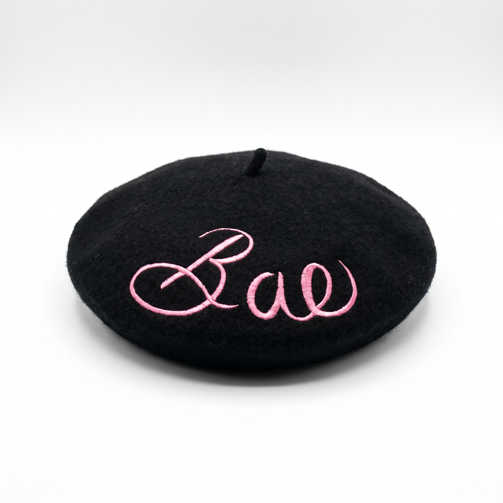 Bae Embroidered Beret in Black by The Bullish Store