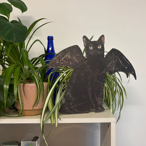 Bat Cat Stand Up | Vintage Halloween Home Accent by The Bullish Store