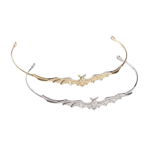 Bat Power Headband Tiara in Silver or Gold | Spooky Headwear Accessory | Halloween, Goth Hairpiece by The Bullish Store