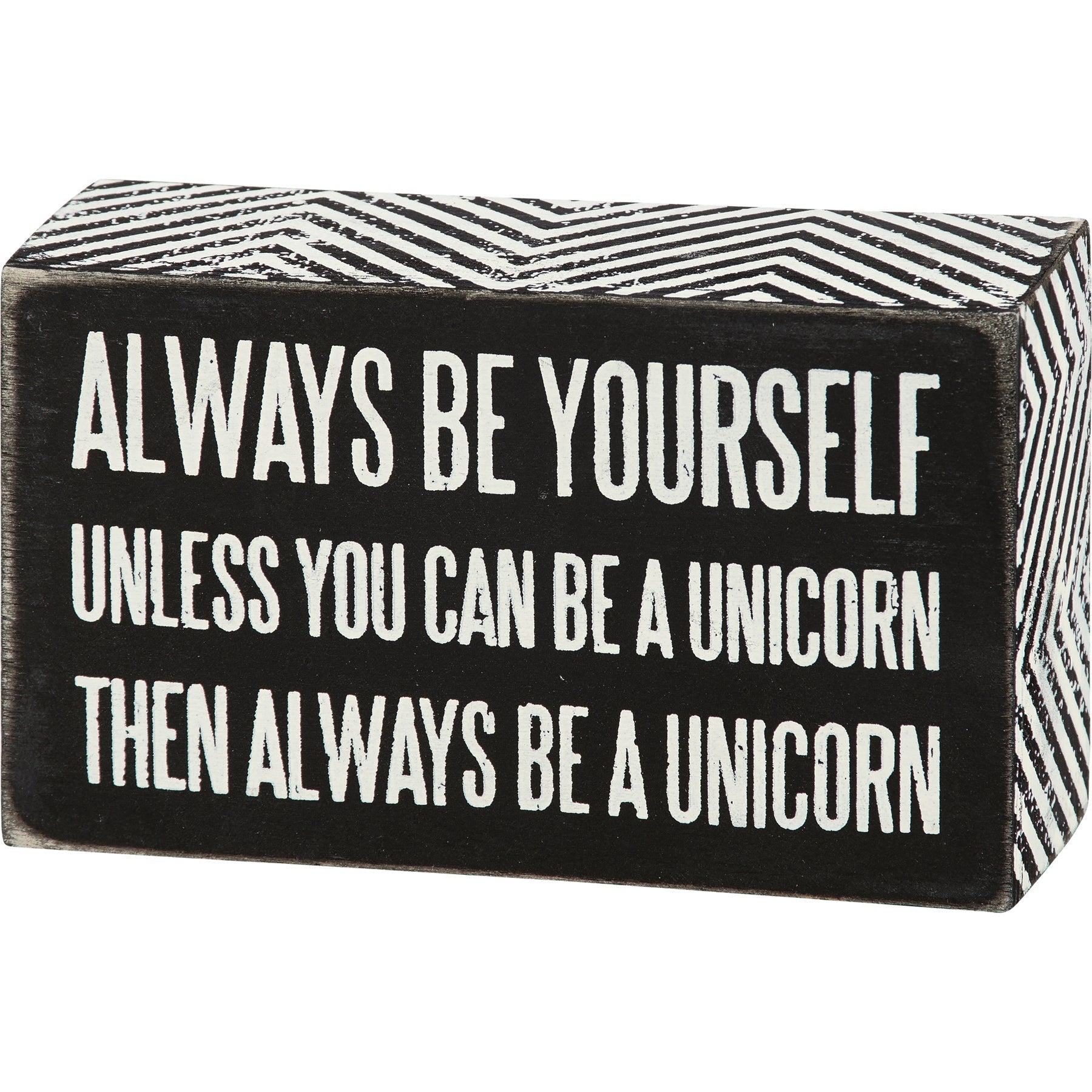 Be A Unicorn Inspo Box Sign | Classic Black and White Wall Desk Decor | 5" x 3" by The Bullish Store