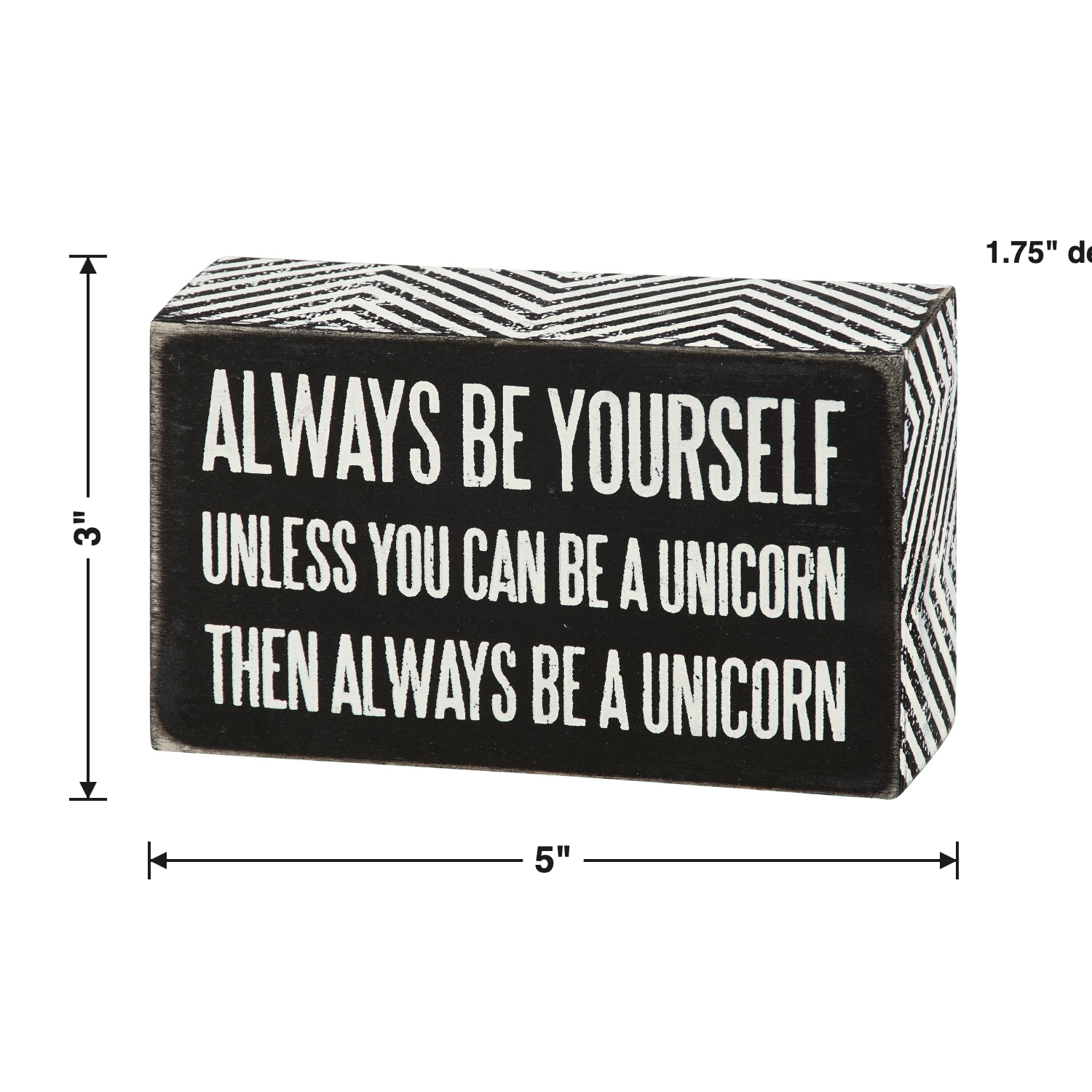 Be A Unicorn Inspo Box Sign | Classic Black and White Wall Desk Decor | 5" x 3" by The Bullish Store