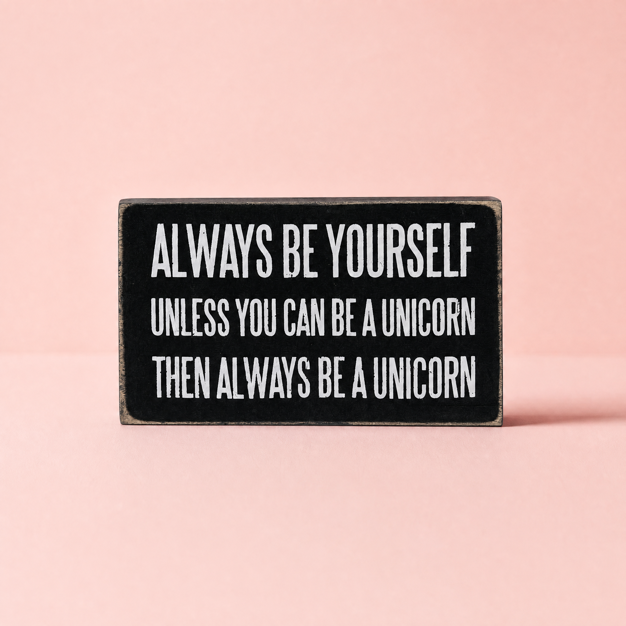Be A Unicorn Inspo Box Sign | Classic Black and White Wall Desk Decor | 5" x 3" by The Bullish Store