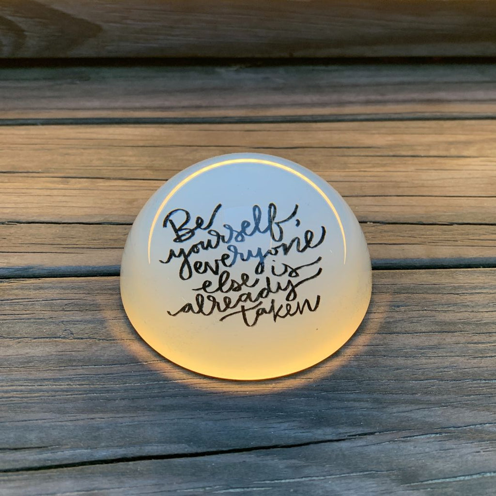 Be Yourself Glass Dome Paperweight | Paper Document Holder | 3" by The Bullish Store