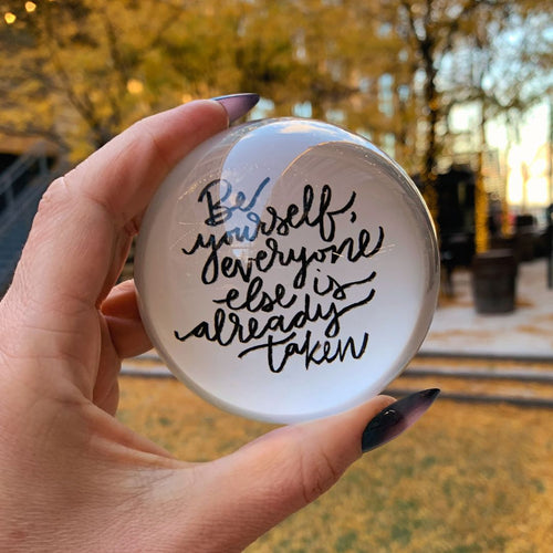 Be Yourself Glass Dome Paperweight | Paper Document Holder | 3" by The Bullish Store