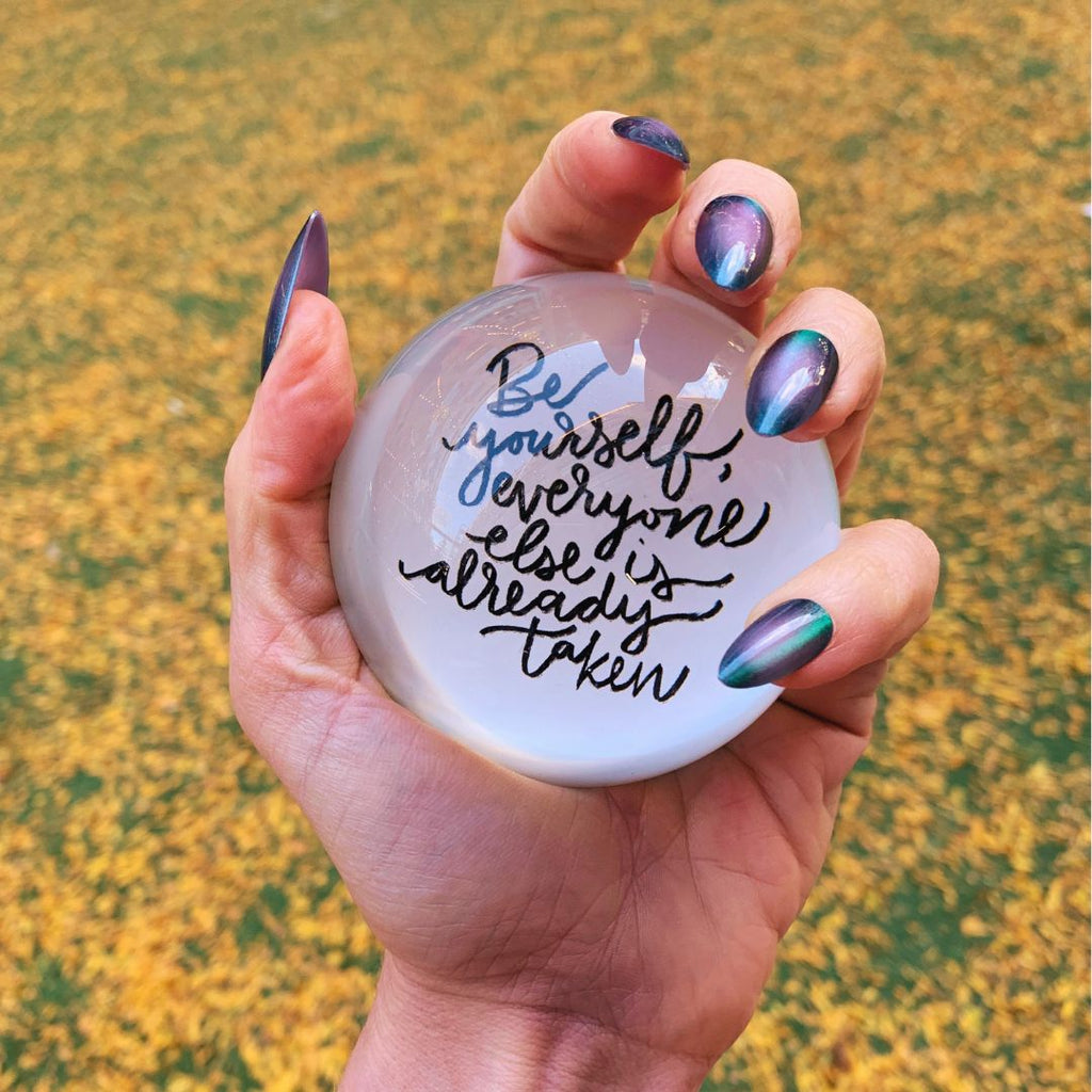 Be Yourself Glass Dome Paperweight | Paper Document Holder | 3" by The Bullish Store