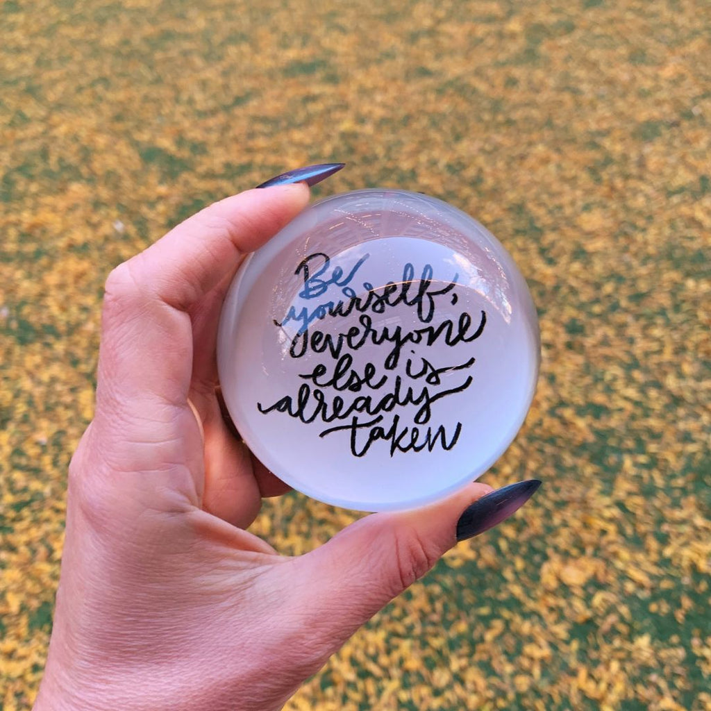 Be Yourself Glass Dome Paperweight | Paper Document Holder | 3" by The Bullish Store