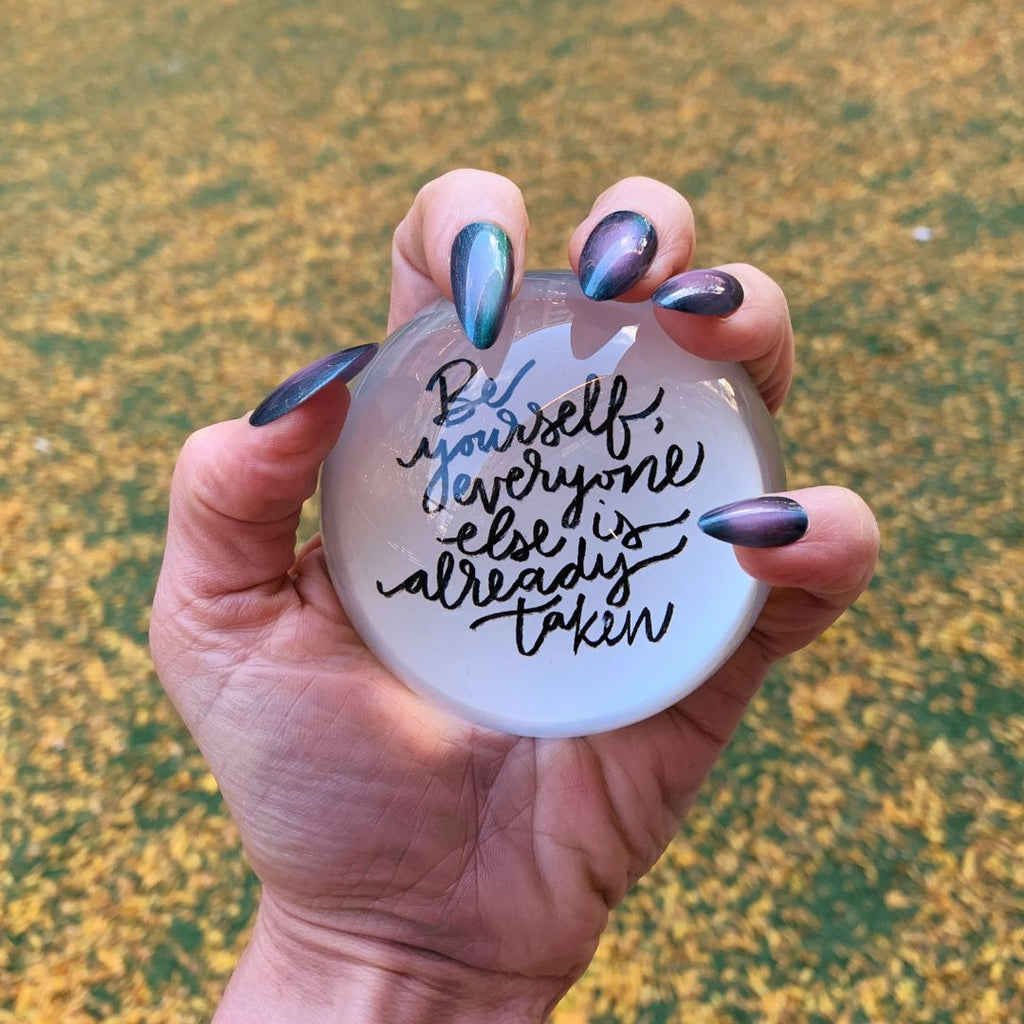 Be Yourself Glass Dome Paperweight | Paper Document Holder | 3" by The Bullish Store