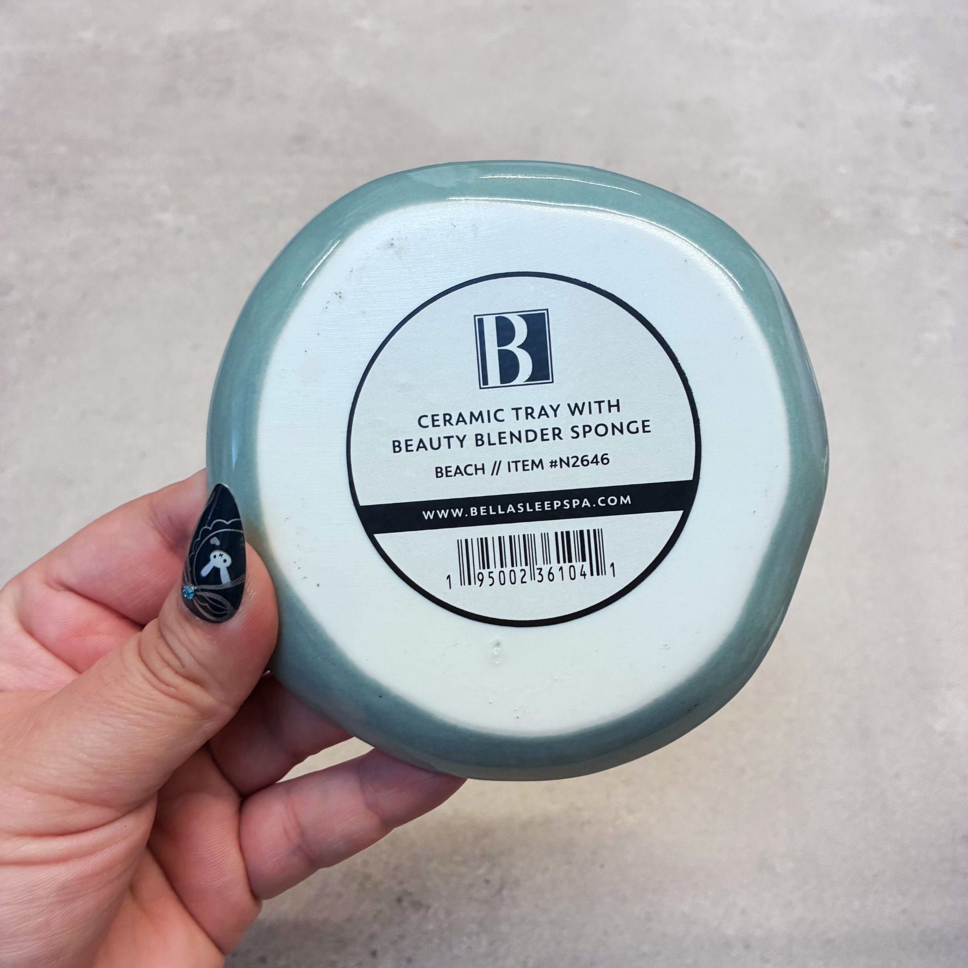 Beach Babe Sage Green Ceramic Tray with Makeup Sponge Gift Set | Cosmetic Giftable Beauty Tools Set by The Bullish Store