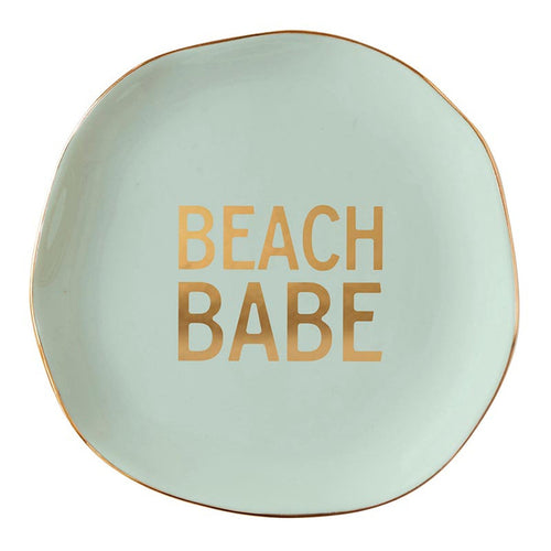 Beach Babe Sage Green Ceramic Tray with Makeup Sponge Gift Set | Cosmetic Giftable Beauty Tools Set by The Bullish Store