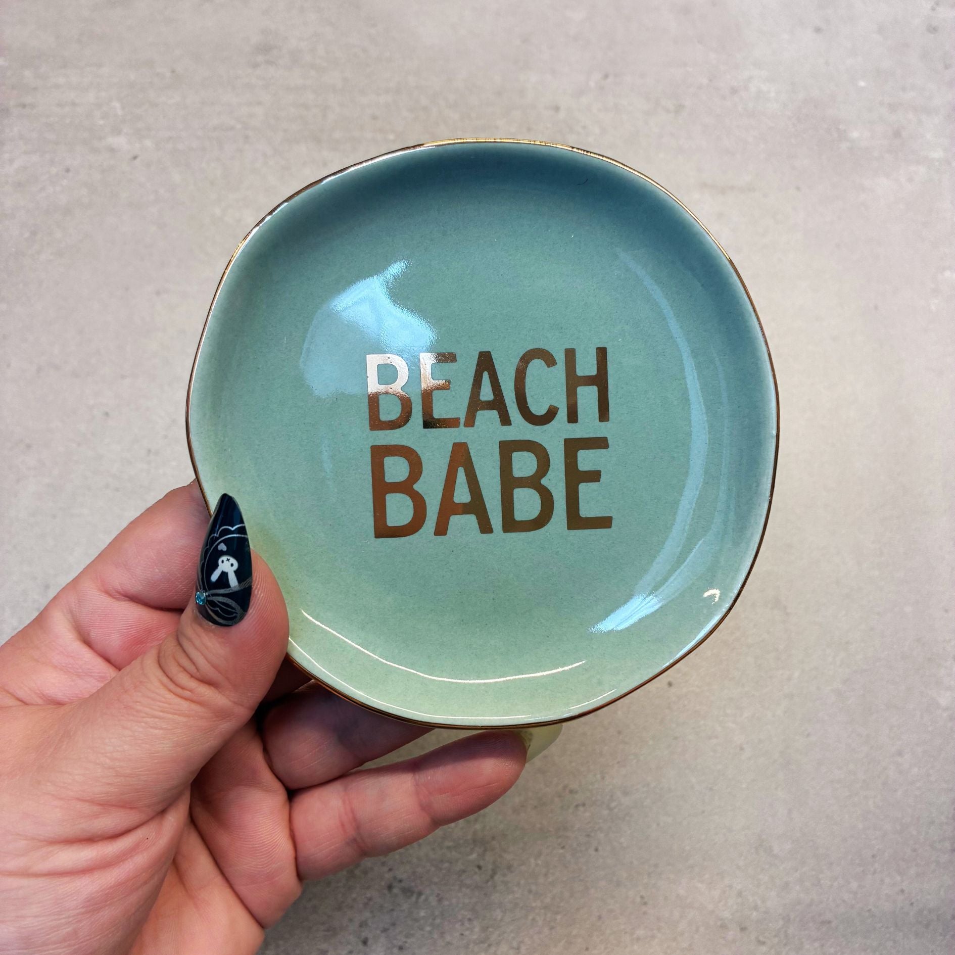 Beach Babe Sage Green Ceramic Tray with Makeup Sponge Gift Set | Cosmetic Giftable Beauty Tools Set by The Bullish Store