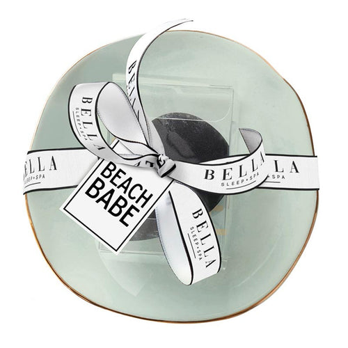 Beach Babe Sage Green Ceramic Tray with Makeup Sponge Gift Set | Cosmetic Giftable Beauty Tools Set by The Bullish Store