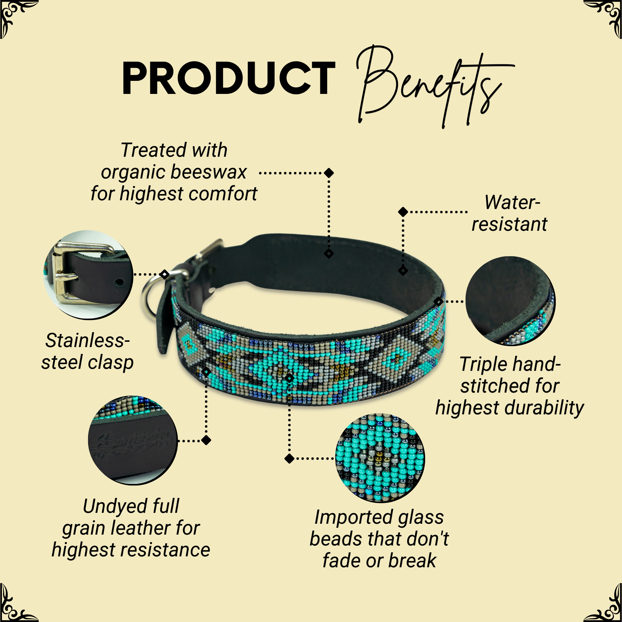 Aspen Sambboho dog collar (made to order) by Sambboho