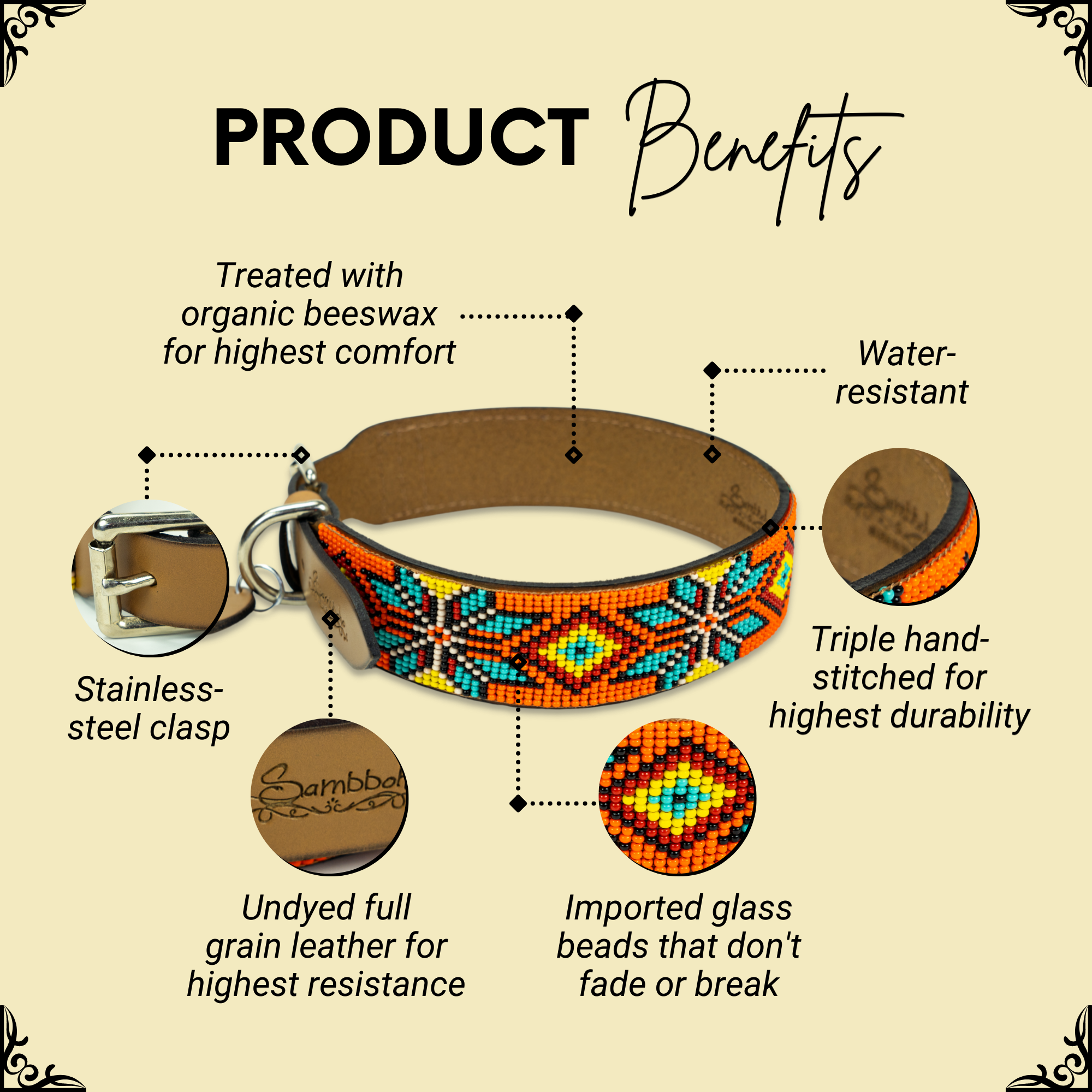 Maui Sambboho dog collar (made to order) by Sambboho