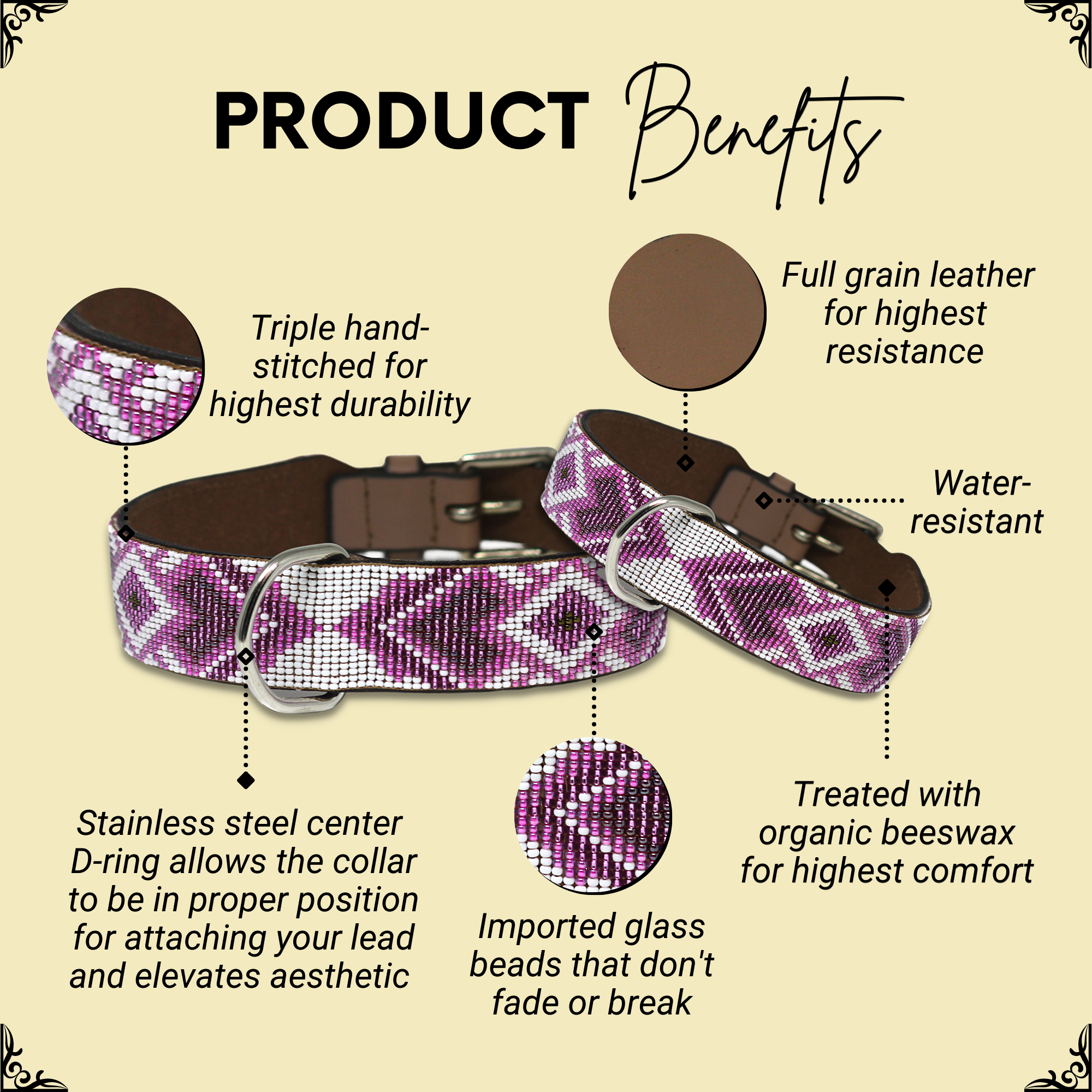 Paris Sambboho dog collar (with center D-ring) by Sambboho