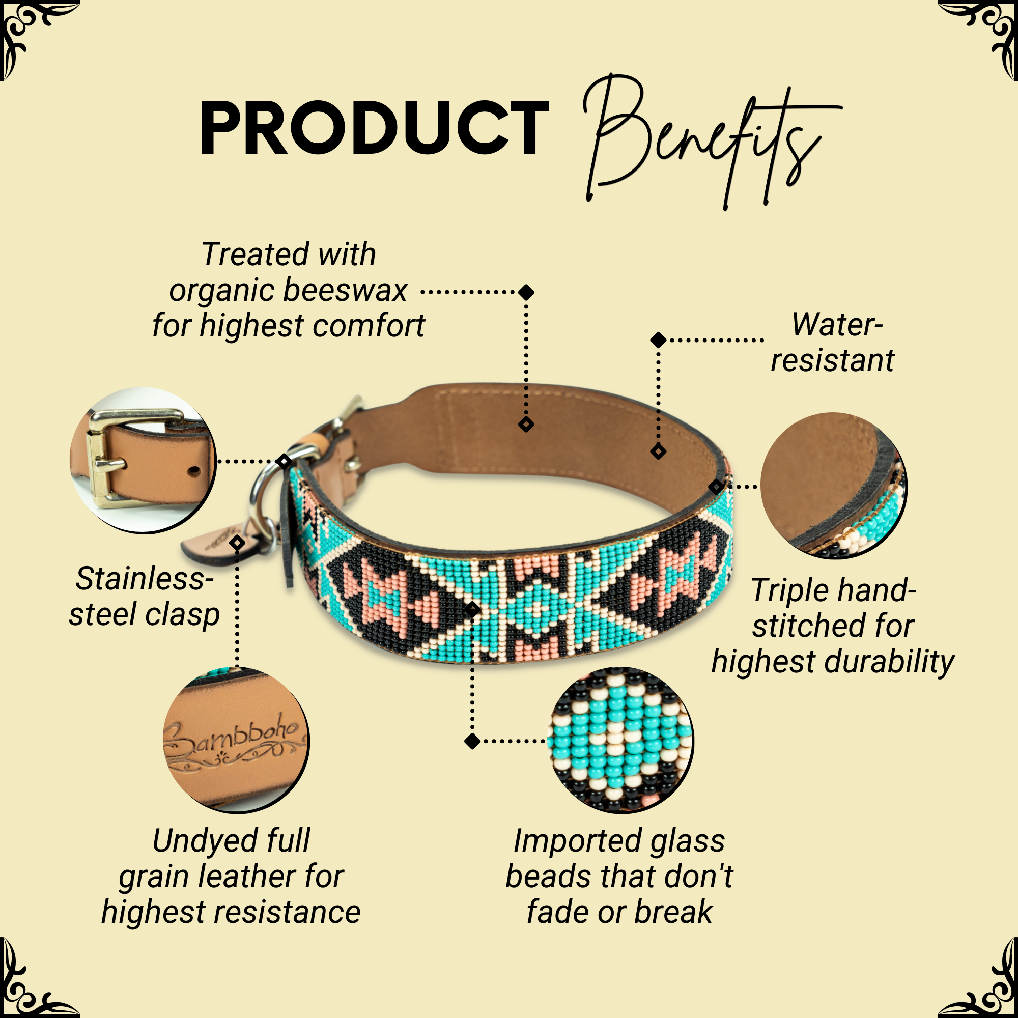 Santorini Sambboho dog collar (made to order) by Sambboho