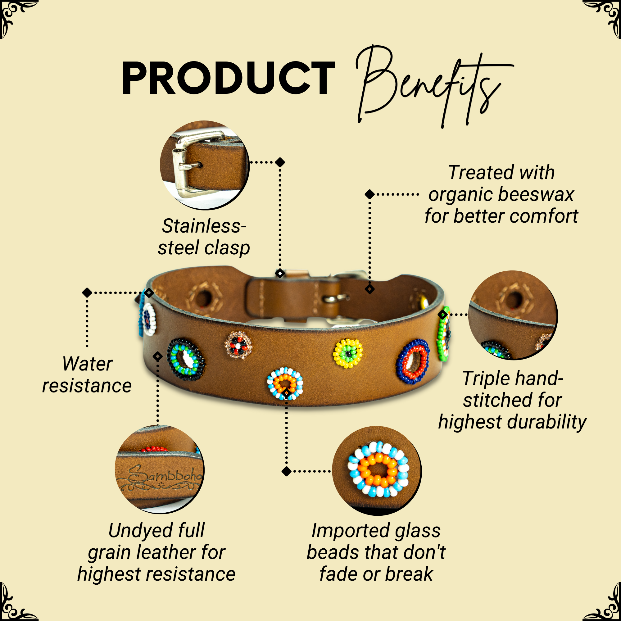 Miami Sambboho dog collar (made to order) by Sambboho