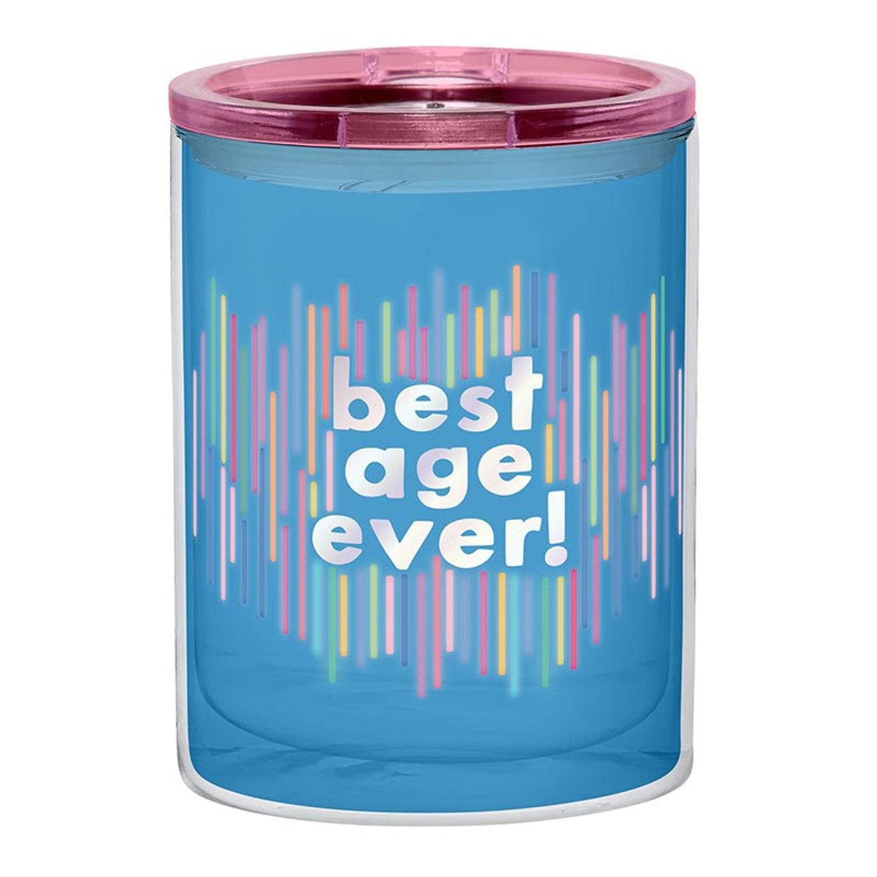 Best Age Ever Birthday Double-Wall Short Tumbler in Blue | Insulated Acrylic Travel Tumbler with Lid by The Bullish Store