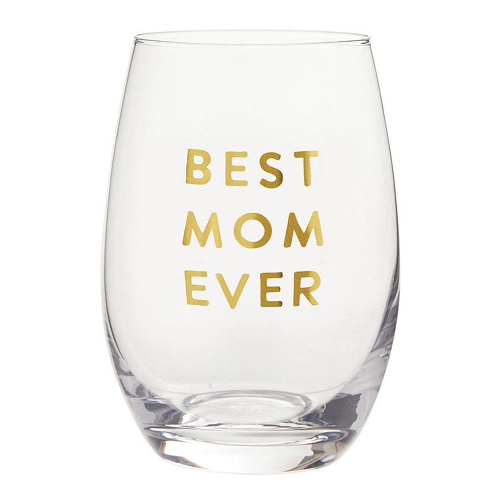Best Mom Ever Stemless Wine Glass | Crystal Clear Drinkware Gift For Mother's Day | 17 oz by The Bullish Store